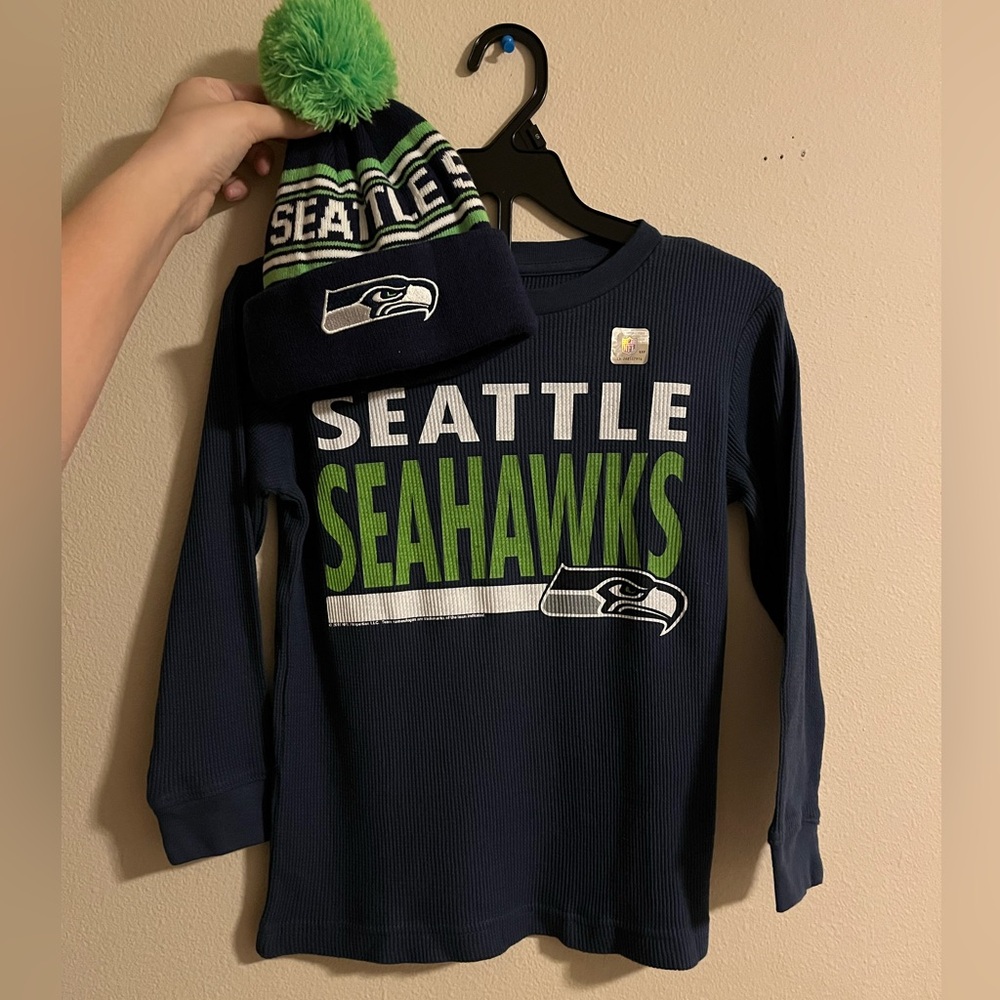 SOLD Seattle Seahawks Boys Tee & Beanie